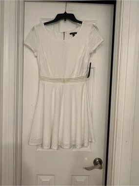 City Studio White Eyelet Fit-and-Flare Mini Dress